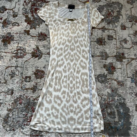 Class Roberto Cavalli Beige Cream Animal Print Dress Size 8 Leopard Short Sleeve - Picture 11 of 14